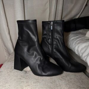 Aldo Sleek Black Heeled Boots
